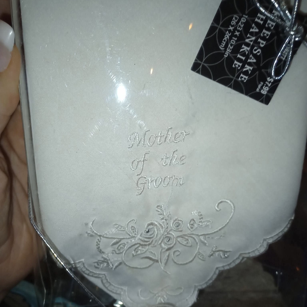 Hobby Lobby White Keepsake Handkerchief - Mother of the Groom